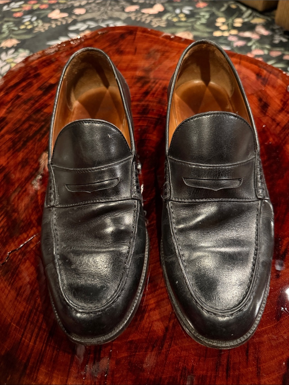 Tanino Crisci black leather loafers, made in Italy, size 8, vintage classic.